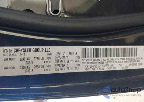 2011 Dodge Journey Mainstreet z USA, uszkodzony, nr VIN 3D4PH1FG7BT542772